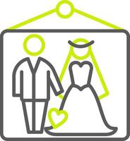 icono de dos colores de línea de fotos de boda vector