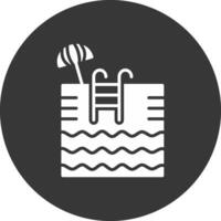 Swimming Pool Glyph Inverted Icon vector
