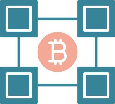 blockchain blockchain glifo dos color icono vector