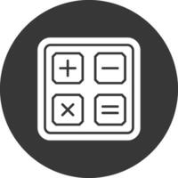 Calculator Glyph Inverted Icon vector