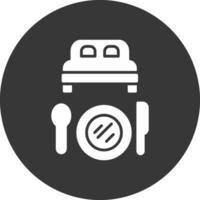 Bed And Breakfast Glyph Inverted Icon vector