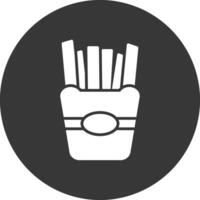 French Fries Glyph Inverted Icon vector