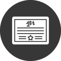 Certificate Glyph Inverted Icon vector