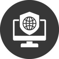 seguridad computadora conectar glifo invertido icono vector