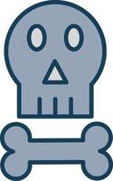 Skull Line Filled Grey Icon vector