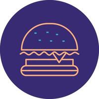 hamburguesa rápido comida línea dos color circulo icono vector