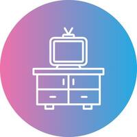 Tv Table Line Gradient Circle Icon vector