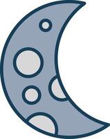 Crescent Moon Line Filled Grey Icon vector