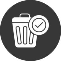 Waste Bin Glyph Inverted Icon vector