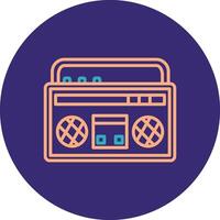 boombox línea dos color circulo icono vector