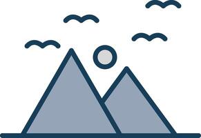 montañas línea lleno gris icono vector