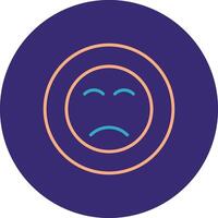 Sad Face Line Two Color Circle Icon vector