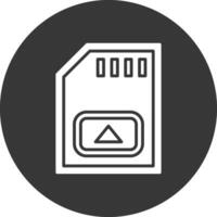 memoria tarjeta glifo invertido icono vector