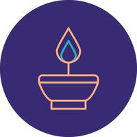 Oil Lamp Line Two Color Circle Icon vector
