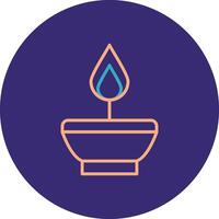 Oil Lamp Line Two Color Circle Icon vector