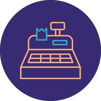 Cash Register Line Two Color Circle Icon vector