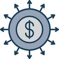 Budget Spending Line Filled Grey Icon vector