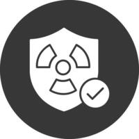 la seguridad nuclear glifo invertido icono vector