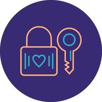 Heart Lock Line Two Color Circle Icon vector