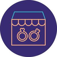 Rings Shop Line Two Color Circle Icon vector