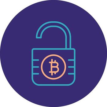 Unsecure Bitcoin Line Two Color Circle Icon vector