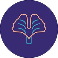Ginkgo Biloba Line Two Color Circle Icon vector