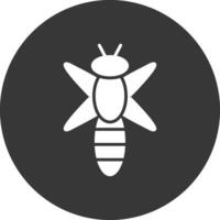 libélula glifo invertido icono vector