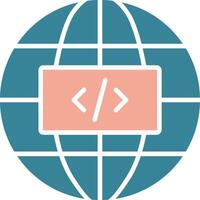 Earth Globe Glyph Two Color Icon vector