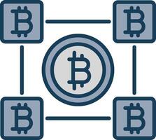 Bitcoin Blocks Line Filled Grey Icon vector