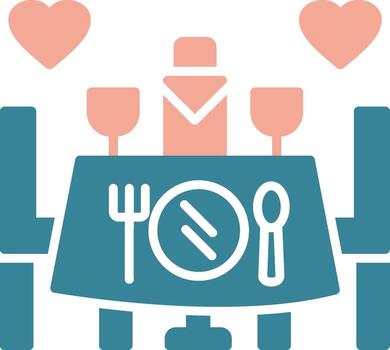 Wedding Dinner Glyph Two Color Icon vector