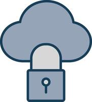 Cloud Lock Line Filled Grey Icon vector