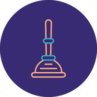 Plunger Line Two Color Circle Icon vector