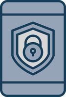 Security mobile Lock Line Filled Grey Icon vector