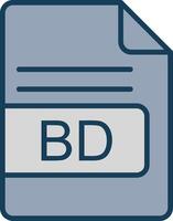 BD File Format Line Filled Grey Icon vector