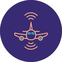 Aeroplane Line Two Color Circle Icon vector