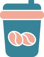 taza de café glifo icono de dos colores vector