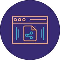 File Sharing Line Two Color Circle Icon vector