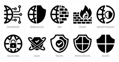 A set of 10 Security icons as data network, global security, web vector