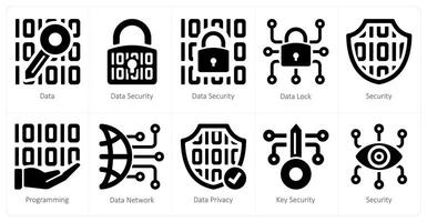 A set of 10 Security icons as data, data security, data lock vector