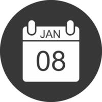 January Glyph Inverted Icon vector