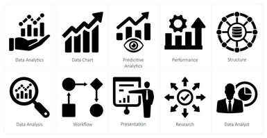 un conjunto de 10 datos analítica íconos como datos analítica, datos cuadro, profético analítica vector