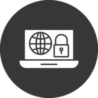 Internet seguridad glifo invertido icono vector