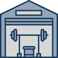 gimnasio línea lleno gris icono vector