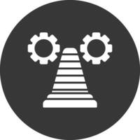 Traffic Cone Glyph Inverted Icon vector