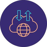 Cloud Line Two Color Circle Icon vector