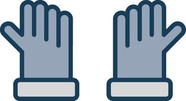 guantes línea lleno gris icono vector