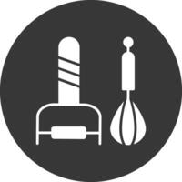 cocina utensilios glifo invertido icono vector
