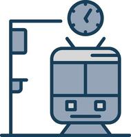 Metro Station Line Filled Grey Icon vector