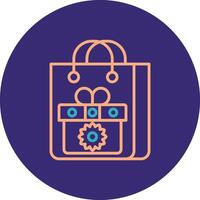 Gift Bag Line Two Color Circle Icon vector