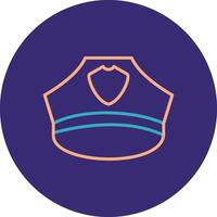 Police Hat Line Two Color Circle Icon vector